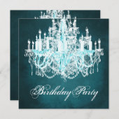 ヴィンテージシャンデリア誕生日パーティー 招待状 (正面/裏面)