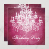 ヴィンテージシャンデリア 女性の40歳誕生日パーティー 招待状 (正面/裏面)