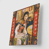 ヴィンテージシャンハイ中国スクエアウォールクロック スクエア壁時計 (傾斜)