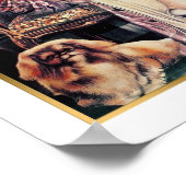 ヴィンテージシャンハイ中国広告ウーマンとペキゲスドッグ ポスター (角)