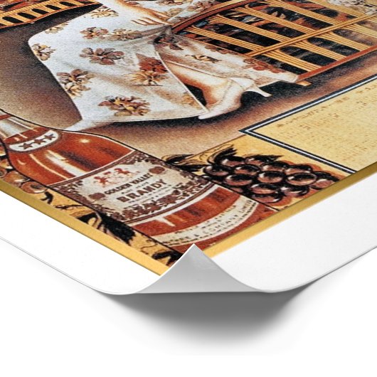 ヴィンテージシャンハイ・ゴールデンバレービールアドレトロガール ポスター (角)