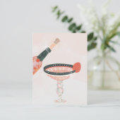 ヴィンテージシャンパングラスとボトルの誕生日パーティー ポストカード (スタンド正面)