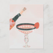 ヴィンテージシャンパングラスとボトルの誕生日パーティー ポストカード (正面)