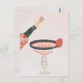ヴィンテージシャンパングラスとボトル誕生日パーティー ポストカード (正面/裏面)