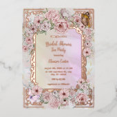 ヴィンテージシャンパンピオニーブライダルシャワーティーパーティー 箔招待状 (正面)