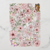 ヴィンテージシャンパンピオニーブライダルシャワーティーパーティー 箔招待状 (裏面)