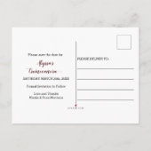 ヴィンテージシャンパンブルガンディレッドローズザデイト 案内ポストカード (裏面)