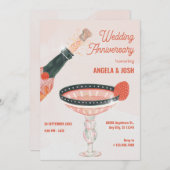 ヴィンテージシャンパンボトル結婚の記念日 招待状 (正面/裏面)