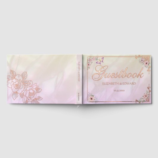 ヴィンテージシャンパン結婚プオンズフォイルゲストブック ゲストブック (全面)