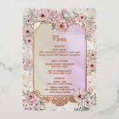 ヴィンテージシャンパン結婚牡丹のホイルのメニューカード 箔招待状 (正面)