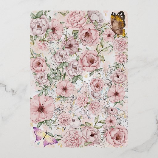 ヴィンテージシャンパン結婚牡丹フォイルRSVPカード 箔招待状 (裏面)