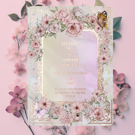 ヴィンテージシャンパーニュ結婚ーニー 箔招待状