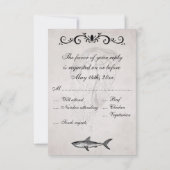 ヴィンテージシャークとクラゲの結婚式RSVPカード 出欠カード (裏面)