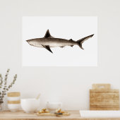 ヴィンテージシャークイラストレーション-レトロシャークテンプレート ポスター (キッチン)