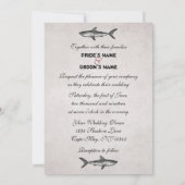 ヴィンテージシャークカップル目的地ビーチ結婚式 招待状 (裏面)