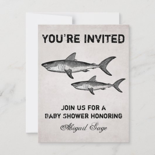 ヴィンテージシャーク海ベビーシャワービーチ招待状 招待状 (正面)