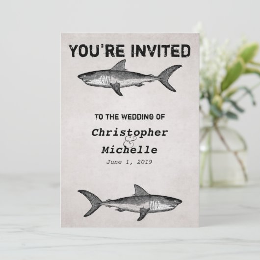 ヴィンテージシャーク海結婚式招待状 招待状 (スタンド正面)