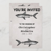 ヴィンテージシャーク海結婚式招待状 招待状 (正面/裏面)