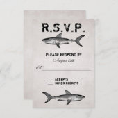 ヴィンテージシャーク～海ビーチ結婚式RSVP 出欠カード (正面/裏面)