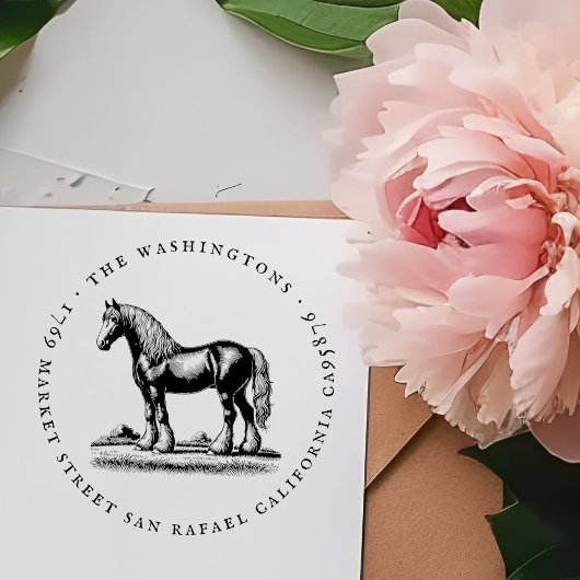 ヴィンテージシャーホースファミリーネーム差出人住所 ラバースタンプ