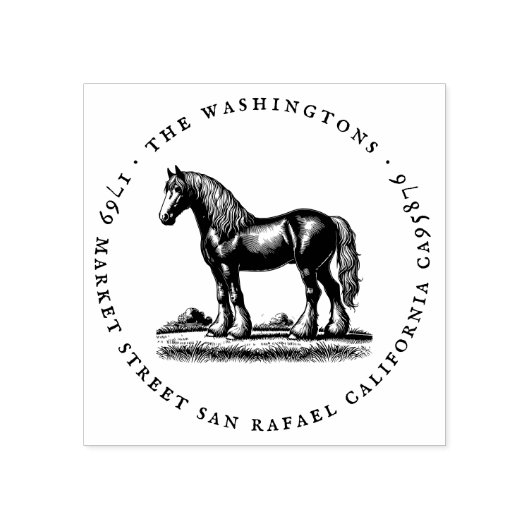 ヴィンテージシャーホースファミリーネーム差出人住所 ラバースタンプ (インプリント)