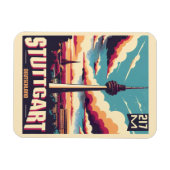 ヴィンテージシュトゥットガルトTVタワーフェーンセトゥルムドイツの贈り物 マグネット (横)