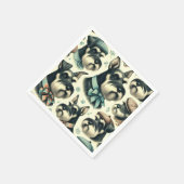 ヴィンテージシュナウザシームレスイラストレーション スタンダードカクテルナプキン (角)