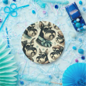 ヴィンテージシュナウザシームレスイラストレーション ペーパープレート (パーティー)