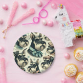 ヴィンテージシュナウザシームレスイラストレーション ペーパープレート (パーティー)