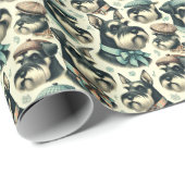 ヴィンテージシュナウザシームレスイラストレーション ラッピングペーパー (ロールコーナー)