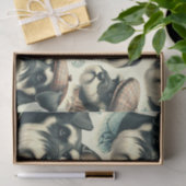 ヴィンテージシュナウザシームレスイラストレーション 薄葉紙 (ギフト)