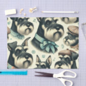 ヴィンテージシュナウザシームレスイラストレーション 薄葉紙 (クラフト)