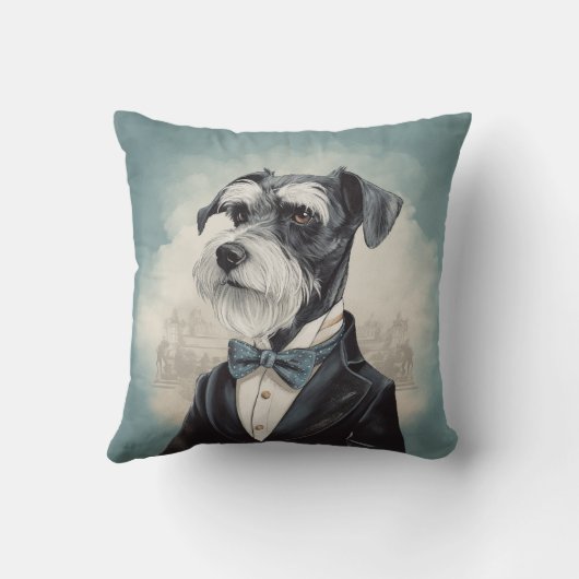 ヴィンテージシュナウザー・イン・ザ・ボウタイとチュークス クッション (裏面)