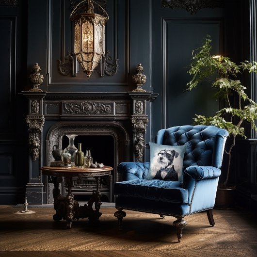 ヴィンテージシュナウザー・イン・ザ・ボウタイとチュークス クッション