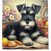 ヴィンテージシュナ絵を描ーザー シャワーカーテン (正面)