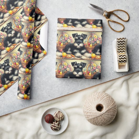 ヴィンテージシュナ絵を描ーザー ラッピングペーパー (クラフト)