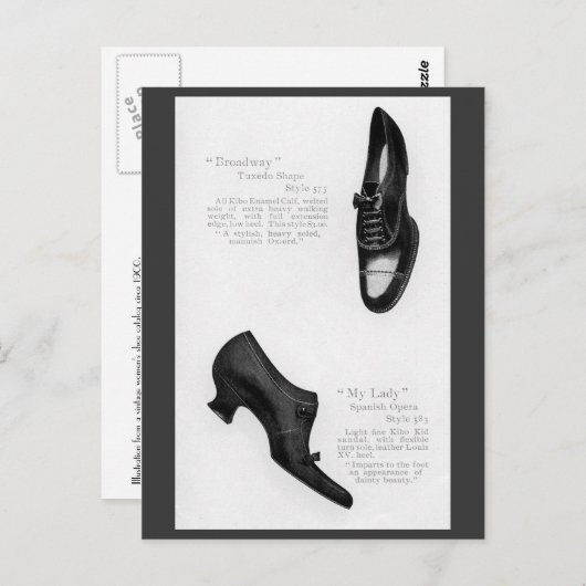 ヴィンテージシューカタログページのはがき ポストカード (正面/裏面)