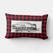 ヴィンテージシュームトレイン赤バッファロープレイド ランバークッション (裏面)