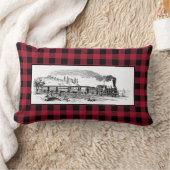 ヴィンテージシュームトレイン赤バッファロープレイド ランバークッション (ブランケット)