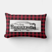 ヴィンテージシュームトレイン赤バッファロープレイド ランバークッション (正面)