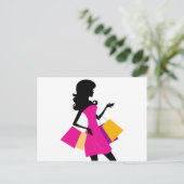 ヴィンテージショッピングの女の子とバッグ ポストカード (スタンド正面)