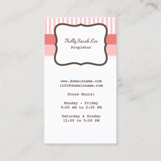 ヴィンテージショップピンクストライプ 名刺 (裏面)