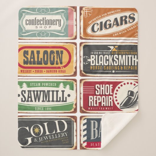 ヴィンテージショップポスターコレクション。レトロストアtin s シェルパブランケット (正面)