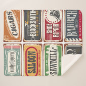 ヴィンテージショップポスターコレクション。レトロストアtin s シェルパブランケット (正面(横))