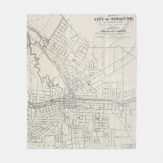 ヴィンテージシラキュースニューヨークの地図(1873) フリースブランケット (正面)