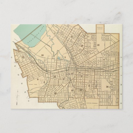 ヴィンテージシラキュースニューヨークの地図(1895) ポストカード (正面)