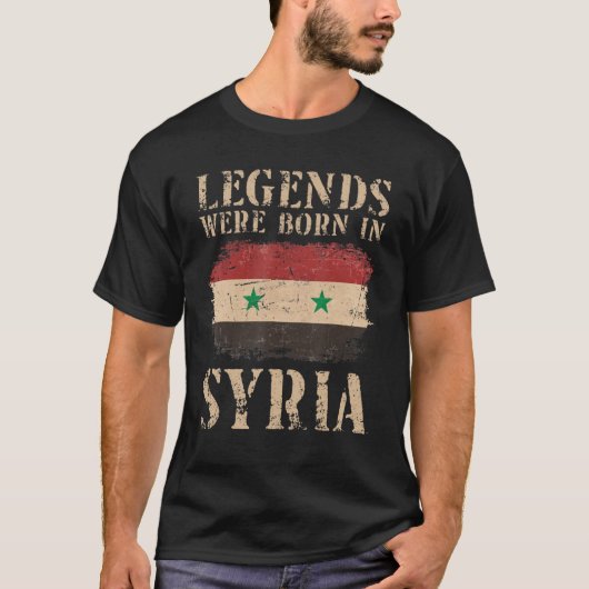 ヴィンテージシリア国旗の伝説はシ生まれリアにあった Tシャツ (正面)