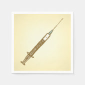 ヴィンテージシリンジ医療のスケッチ スタンダードカクテルナプキン (正面)