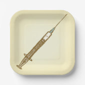 ヴィンテージシリンジ医療のスケッチ ペーパープレート (正面)