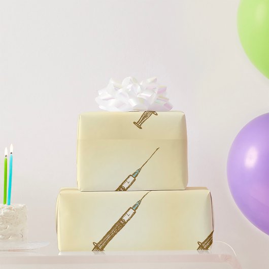 ヴィンテージシリンジ医療のスケッチ ラッピングペーパー